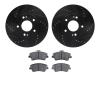 8502-03063 Drilled/Slotted Brake Rotors w/5000 Advanced Brake Pads Kit [Black], 2017-2020 Kia/Hyundai/Genesis, Position: Front - image 1