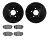 8502-03065 Drilled/Slotted Brake Rotors w/5000 Advanced Brake Pads Kit [Black], 2010-2011 Kia/Hyundai/Genesis, Position: Front - image 1