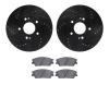8502-03066 Drilled/Slotted Brake Rotors w/5000 Advanced Brake Pads Kit [Black], Fits Select Kia/Hyundai/Genesis, Position: Front - image 1