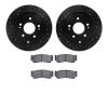 8502-03078 Drilled/Slotted Brake Rotors w/5000 Advanced Brake Pads Kit [Black], 2007-2009 Kia/Hyundai/Genesis, Position: Rear - image 1