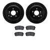 8502-03080 Drilled/Slotted Brake Rotors w/5000 Advanced Brake Pads Kit [Black], 2007-2012 Kia/Hyundai/Genesis, Position: Rear - image 1