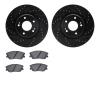 8502-03087 Drilled/Slotted Brake Rotors w/5000 Advanced Brake Pads Kit [Black], Fits Select Kia/Hyundai/Genesis, Position: Front - image 1