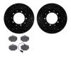 8502-11003 Drilled/Slotted Brake Rotors w/5000 Advanced Brake Pads Kit [Black], 1987-1995 Land Rover, Position: Rear - image 1