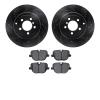 8502-11023 Drilled/Slotted Brake Rotors w/5000 Advanced Brake Pads Kit [Black], 2010-2012 Land Rover, Position: Rear - image 1