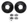 8502-11033 Drilled/Slotted Brake Rotors w/5000 Advanced Brake Pads Kit [Black], 1987-1989 Land Rover, Position: Front - image 1