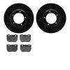 8502-11042 Drilled/Slotted Brake Rotors w/5000 Advanced Brake Pads Kit [Black], 1990-1995 Land Rover, Position: Front - image 1