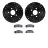 8502-13006 Drilled/Slotted Brake Rotors w/5000 Advanced Brake Pads Kit [Black], 1990-1999 Subaru, Position: Rear - image 1