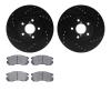 8502-13007 Drilled/Slotted Brake Rotors w/5000 Advanced Brake Pads Kit [Black], 1990-1996 Subaru, Position: Front - image 1
