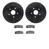 8502-13011 Drilled/Slotted Brake Rotors w/5000 Advanced Brake Pads Kit [Black], 1992-1997 Subaru, Position: Rear - image 1
