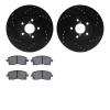 8502-13020 Drilled/Slotted Brake Rotors w/5000 Advanced Brake Pads Kit [Black], 1997-2002 Subaru, Position: Front - image 1