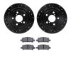 8502-13024 Drilled/Slotted Brake Rotors w/5000 Advanced Brake Pads Kit [Black], 1998-2003 Subaru, Position: Rear - image 1