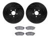 8502-13037 Drilled/Slotted Brake Rotors w/5000 Advanced Brake Pads Kit [Black], 2005-2018 Subaru, Position: Front - image 1