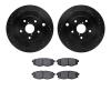 8502-13046 Drilled/Slotted Brake Rotors w/5000 Advanced Brake Pads Kit [Black], 2006-2014 Subaru, Position: Rear - image 1