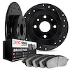 8502-14001 Drilled/Slotted Brake Rotors w/5000 Advanced Brake Pads Kit [Black], 1972-1976 Multiple Makes/Models, Position: Front