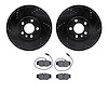8502-16033 Drilled/Slotted Brake Rotors w/5000 Advanced Brake Pads Kit [Black], 1991-1993 Alfa Romeo, Position: Front - image 1