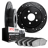 8502-18013 Drilled/Slotted Brake Rotors w/5000 Advanced Brake Pads Kit [Black], 1999-2002 GM, Position: Rear