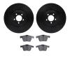 8502-20024 Drilled/Slotted Brake Rotors w/5000 Advanced Brake Pads Kit [Black], 2013-2019 Jaguar, Position: Front - image 1