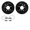 8502-20040 Drilled/Slotted Brake Rotors w/5000 Advanced Brake Pads Kit [Black], 1986-1987 Jaguar, Position: Rear - image 1