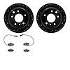 8502-20041 Drilled/Slotted Brake Rotors w/5000 Advanced Brake Pads Kit [Black], 1987-1989 Jaguar, Position: Rear - image 1