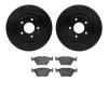 8502-20068 Drilled/Slotted Brake Rotors w/5000 Advanced Brake Pads Kit [Black], 1998-2006 Jaguar, Position: Front - image 1
