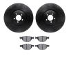 8502-20119 Drilled/Slotted Brake Rotors w/5000 Advanced Brake Pads Kit [Black], Fits Select Jaguar, Position: Front - image 1