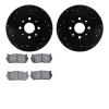 8502-21001 Drilled/Slotted Brake Rotors w/5000 Advanced Brake Pads Kit [Black], 1998-2003 Kia/Hyundai/Genesis, Position: Rear - image 1