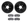 8502-21009 Drilled/Slotted Brake Rotors w/5000 Advanced Brake Pads Kit [Black], 2010-2011 Kia/Hyundai/Genesis, Position: Front - image 1