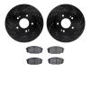8502-21010 Drilled/Slotted Brake Rotors w/5000 Advanced Brake Pads Kit [Black], 2010-2013 Kia/Hyundai/Genesis, Position: Front - image 1