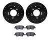 8502-21013 Drilled/Slotted Brake Rotors w/5000 Advanced Brake Pads Kit [Black], 2010-2013 Kia/Hyundai/Genesis, Position: Rear - image 1