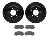 8502-21015 Drilled/Slotted Brake Rotors w/5000 Advanced Brake Pads Kit [Black], 2016-2017 Kia/Hyundai/Genesis, Position: Rear - image 1