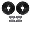 8502-21016 Drilled/Slotted Brake Rotors w/5000 Advanced Brake Pads Kit [Black], 2012-2017 Kia/Hyundai/Genesis, Position: Front - image 1