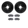 8502-21017 Drilled/Slotted Brake Rotors w/5000 Advanced Brake Pads Kit [Black], Fits Select Kia/Hyundai/Genesis, Position: Front - image 1