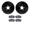 8502-21019 Drilled/Slotted Brake Rotors w/5000 Advanced Brake Pads Kit [Black], 2018-2019 Kia/Hyundai/Genesis, Position: Front - image 1