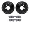 8502-21020 Drilled/Slotted Brake Rotors w/5000 Advanced Brake Pads Kit [Black], 2004-2006 Kia/Hyundai/Genesis, Position: Rear - image 1
