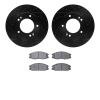 8502-21022 Drilled/Slotted Brake Rotors w/5000 Advanced Brake Pads Kit [Black], 2003-2006 Kia/Hyundai/Genesis, Position: Front - image 1