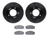 8502-21028 Drilled/Slotted Brake Rotors w/5000 Advanced Brake Pads Kit [Black], 2007-2009 Kia/Hyundai/Genesis, Position: Front - image 1