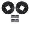 8502-22002 Drilled/Slotted Brake Rotors w/5000 Advanced Brake Pads Kit [Black], 1967-1971 Opel, Position: Front - image 1