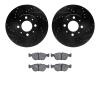 8502-27015 Drilled/Slotted Brake Rotors w/5000 Advanced Brake Pads Kit [Black], 1993-1995 Volvo, Position: Front - image 1
