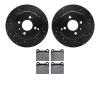 8502-27016 Drilled/Slotted Brake Rotors w/5000 Advanced Brake Pads Kit [Black], 1993-1995 Volvo, Position: Rear - image 1