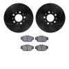 8502-27017 Drilled/Slotted Brake Rotors w/5000 Advanced Brake Pads Kit [Black], 1995-1998 Volvo, Position: Front - image 1