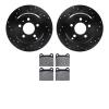 8502-27019 Drilled/Slotted Brake Rotors w/5000 Advanced Brake Pads Kit [Black], 1996-2004 Volvo, Position: Rear - image 1