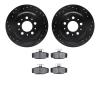 8502-27024 Drilled/Slotted Brake Rotors w/5000 Advanced Brake Pads Kit [Black], 1998-2000 Volvo, Position: Rear - image 1