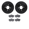8502-27026 Drilled/Slotted Brake Rotors w/5000 Advanced Brake Pads Kit [Black], 2000-2004 Volvo, Position: Front - image 1