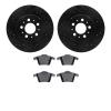 8502-27053 Drilled/Slotted Brake Rotors w/5000 Advanced Brake Pads Kit [Black], 2003-2014 Volvo, Position: Rear - image 1