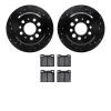 8502-27072 Drilled/Slotted Brake Rotors w/5000 Advanced Brake Pads Kit [Black], 1967-1974 Volvo, Position: Rear - image 1