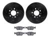 8502-27153 Drilled/Slotted Brake Rotors w/5000 Advanced Brake Pads Kit [Black], 1998-2004 Volvo, Position: Front - image 1
