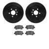 8502-27329 Drilled/Slotted Brake Rotors w/5000 Advanced Brake Pads Kit [Black], 2016-2018 Volvo, Position: Rear - image 1