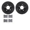 8502-31014 Drilled/Slotted Brake Rotors w/5000 Advanced Brake Pads Kit [Black], 1976-1976 BMW, Position: Front - image 1