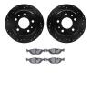 8502-31016 Drilled/Slotted Brake Rotors w/5000 Advanced Brake Pads Kit [Black], 1982-1989 BMW, Position: Rear - image 1