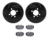 8502-31018 Drilled/Slotted Brake Rotors w/5000 Advanced Brake Pads Kit [Black], 1984-1991 BMW, Position: Front - image 1